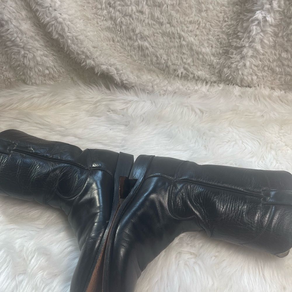 Vintage Justin Classic Black Roper USA Style 3133 Cowboy Boots Mens Size 8 - Picture 8 of 15